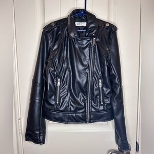 H&M Black Faux Leather Biker Jacket for kids